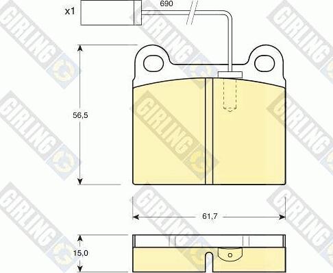 Girling 6112522 - Комплект спирачно феродо, дискови спирачки vvparts.bg