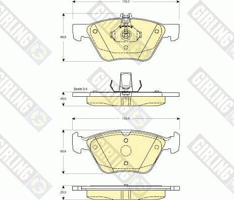 Girling 6112152 - Комплект спирачно феродо, дискови спирачки vvparts.bg