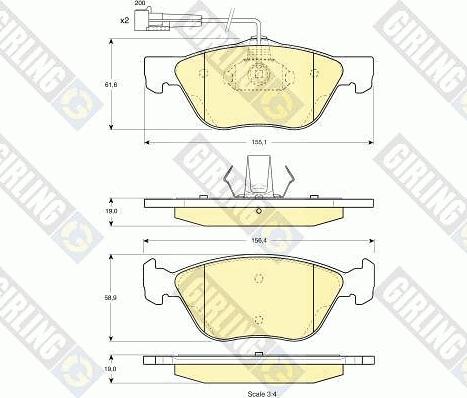 Girling 6112122 - Комплект спирачно феродо, дискови спирачки vvparts.bg