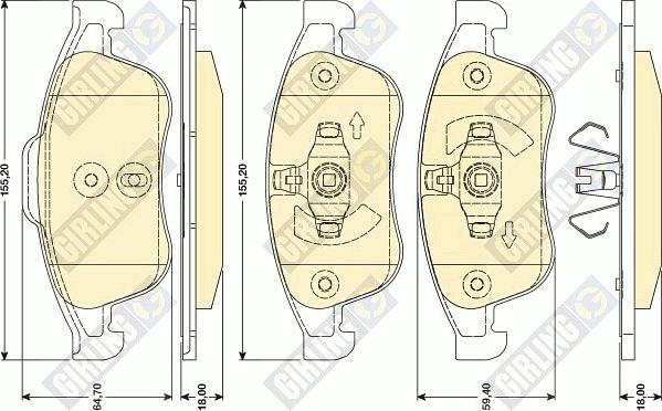 Girling 6117892 - Комплект спирачно феродо, дискови спирачки vvparts.bg