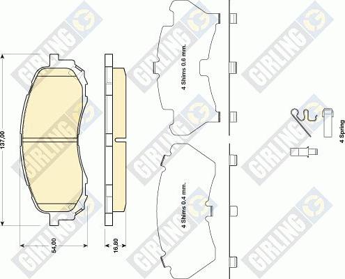 Girling 6134699 - Комплект спирачно феродо, дискови спирачки vvparts.bg