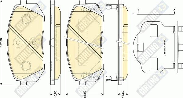 Girling 6134619 - Комплект спирачно феродо, дискови спирачки vvparts.bg