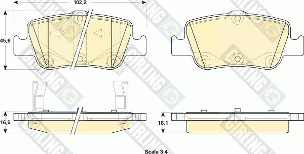 Girling 6134804 - Комплект спирачно феродо, дискови спирачки vvparts.bg