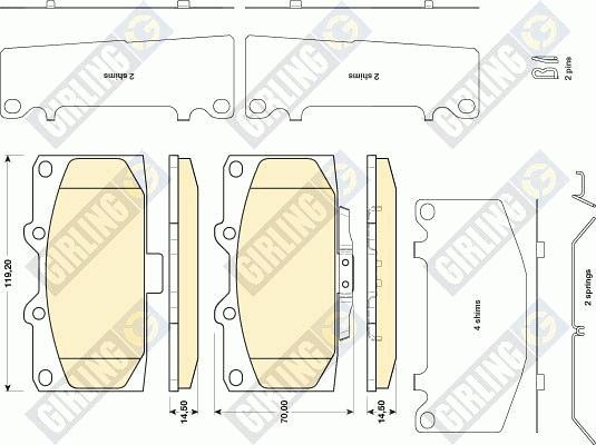 Girling 6134709 - Комплект спирачно феродо, дискови спирачки vvparts.bg