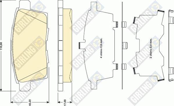 Girling 6134729 - Комплект спирачно феродо, дискови спирачки vvparts.bg