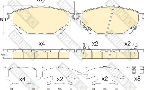 Girling 6136116 - Комплект спирачно феродо, дискови спирачки vvparts.bg