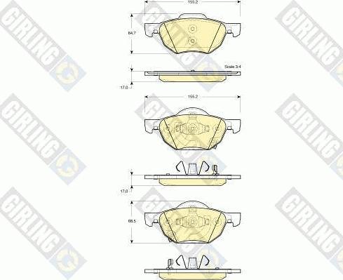 Girling 6133559 - Комплект спирачно феродо, дискови спирачки vvparts.bg