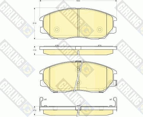 Girling 6133609 - Комплект спирачно феродо, дискови спирачки vvparts.bg