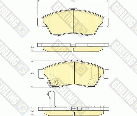 Girling 6132909 - Комплект спирачно феродо, дискови спирачки vvparts.bg