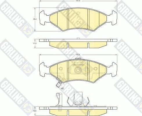 Girling 6132242 - Комплект спирачно феродо, дискови спирачки vvparts.bg