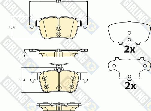 Girling 6121331 - Комплект спирачно феродо, дискови спирачки vvparts.bg