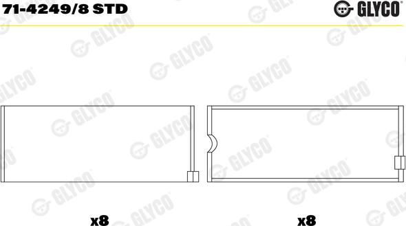 Glyco 71-4249/8 STD - Биелен лагер vvparts.bg