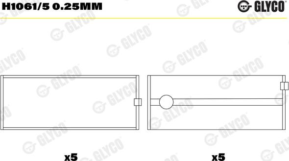 Glyco H1061/5 0.25mm - Лагер на коляновия вал vvparts.bg