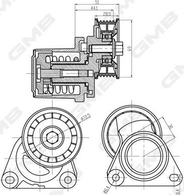 GMB GAT30320 - Ремъчен обтегач, пистов ремък vvparts.bg