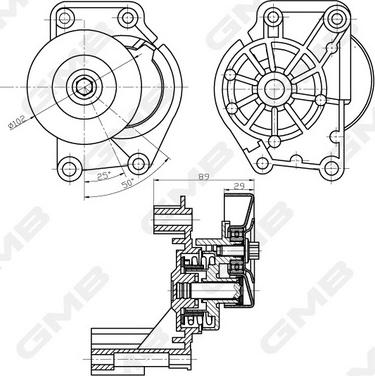 GMB GAT31630 - Ремъчен обтегач, пистов ремък vvparts.bg