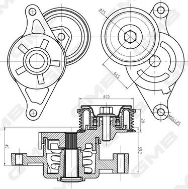 GMB GAT32460 - Ремъчен обтегач, пистов ремък vvparts.bg