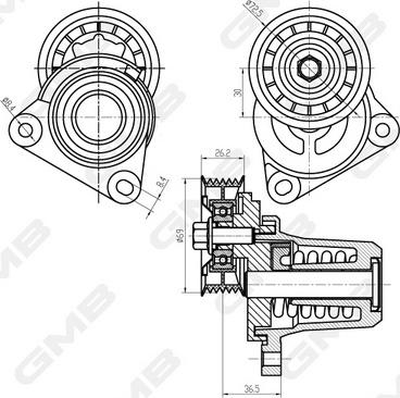 GMB GAT32590 - Ремъчен обтегач, пистов ремък vvparts.bg