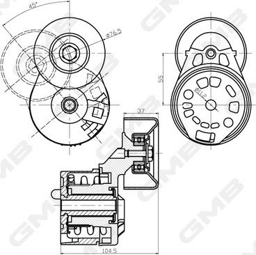 GMB GAT32340 - Ремъчен обтегач, пистов ремък vvparts.bg