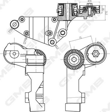 GMB GAT32360 - Ремъчен обтегач, пистов ремък vvparts.bg