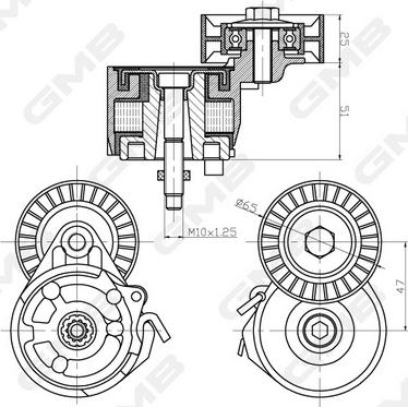 GMB GAT32330 - Ремъчен обтегач, пистов ремък vvparts.bg