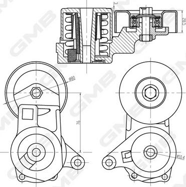 GMB GAT32200 - Ремъчен обтегач, пистов ремък vvparts.bg