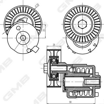 GMB GAT32760 - Ремъчен обтегач, пистов ремък vvparts.bg