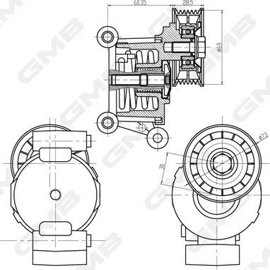 GMB GAT32770 - Ремъчен обтегач, пистов ремък vvparts.bg