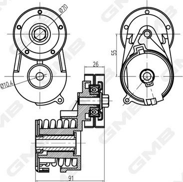 GMB GAT21540 - Ремъчен обтегач, пистов ремък vvparts.bg