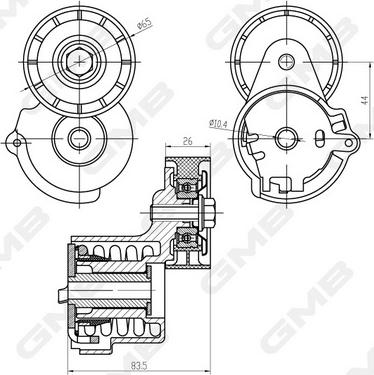 GMB GAT21670 - Ремъчен обтегач, пистов ремък vvparts.bg