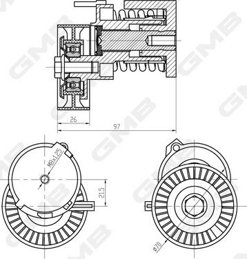 GMB GAT21190 - Ремъчен обтегач, пистов ремък vvparts.bg