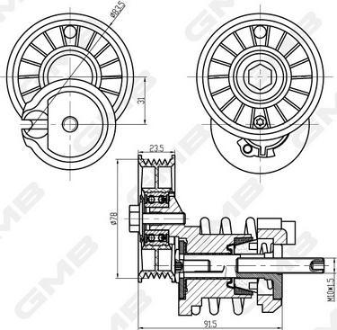 GMB GAT21160 - Ремъчен обтегач, пистов ремък vvparts.bg