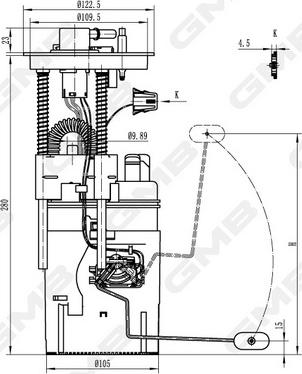 GMB GFPS-019A - Горивопроводен модул (горивна помпа+сонда) vvparts.bg