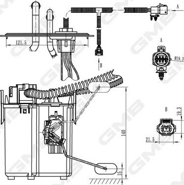 GMB GFPS-394A - Горивопроводен модул (горивна помпа+сонда) vvparts.bg