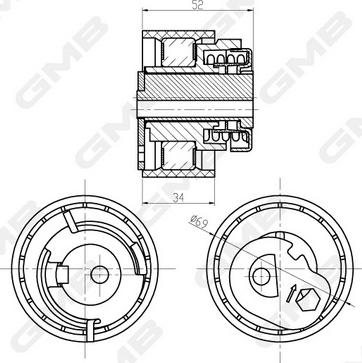 GMB GTB0990 - Обтяжна ролка, ангренаж vvparts.bg