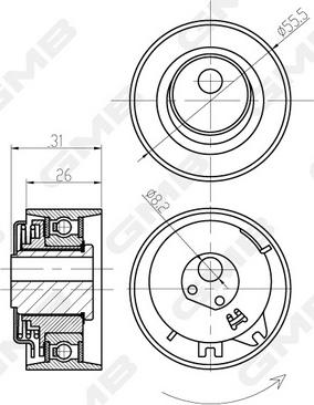 GMB GTB0480 - Обтяжна ролка, ангренаж vvparts.bg