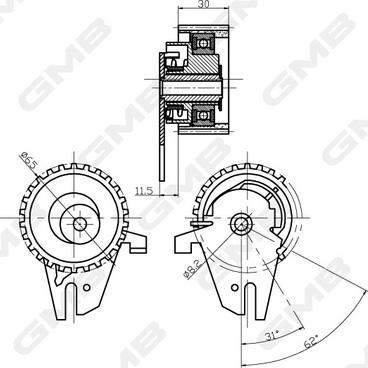 GMB GTB0560 - Обтяжна ролка, ангренаж vvparts.bg