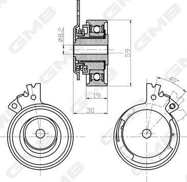 GMB GTB0020 - Обтяжна ролка, ангренаж vvparts.bg