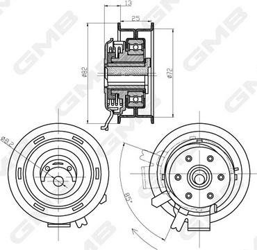 GMB GTB0150 - Обтяжна ролка, ангренаж vvparts.bg