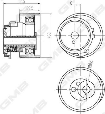 GMB GTB0870 - Обтяжна ролка, ангренаж vvparts.bg