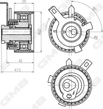 GMB GTB0290 - Обтяжна ролка, ангренаж vvparts.bg