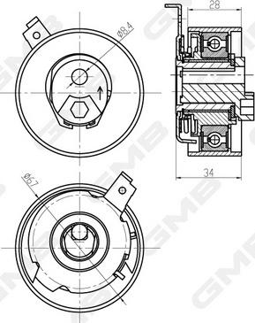 GMB GTB1350 - Обтяжна ролка, ангренаж vvparts.bg