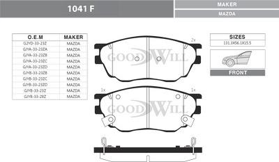 GoodWill 1041 F - Комплект спирачно феродо, дискови спирачки vvparts.bg