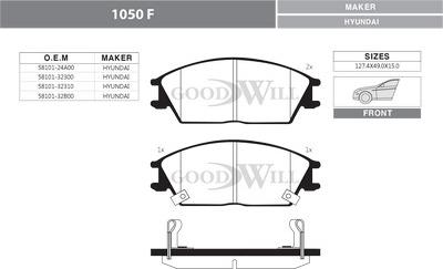 GoodWill 1050 F - Комплект спирачно феродо, дискови спирачки vvparts.bg