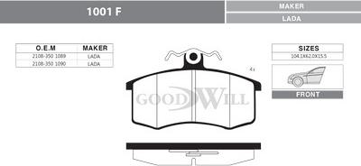 GoodWill 1001 F - Комплект спирачно феродо, дискови спирачки vvparts.bg