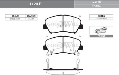 GoodWill 1124 F - Комплект спирачно феродо, дискови спирачки vvparts.bg