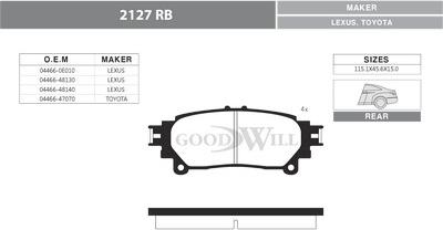 GoodWill 2127 R - Комплект спирачно феродо, дискови спирачки vvparts.bg