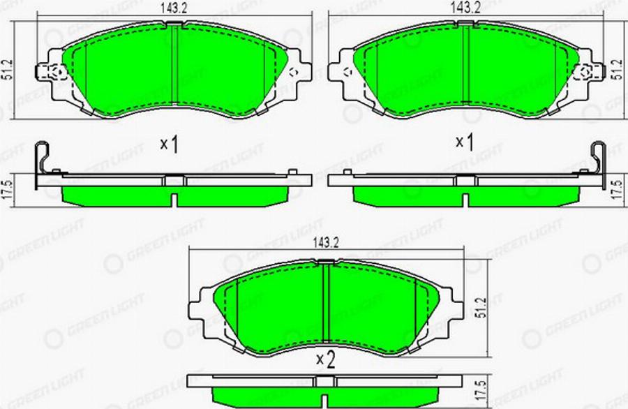 Green Light GLBP0186 - Комплект спирачно феродо, дискови спирачки vvparts.bg