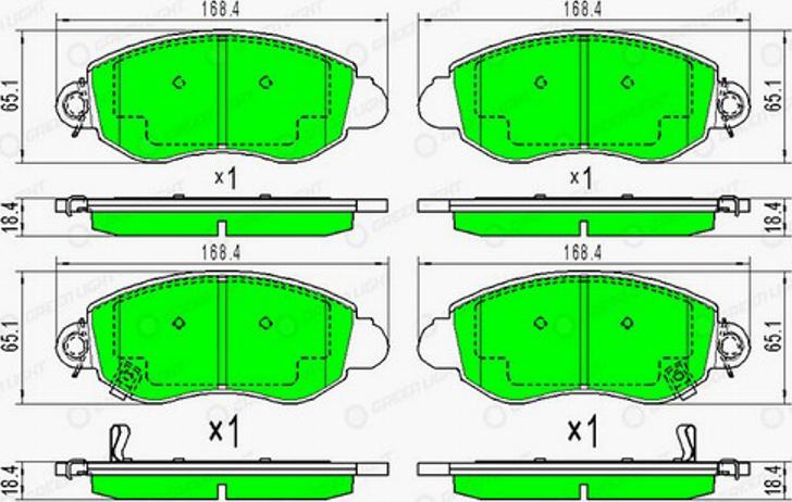 Green Light GLBP0282 - Комплект спирачно феродо, дискови спирачки vvparts.bg