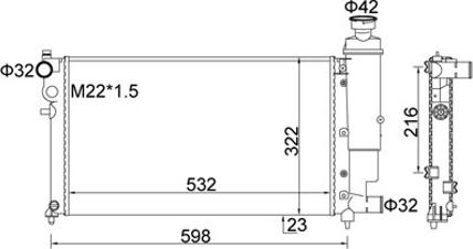 Hart 605 881 - Радиатор, охлаждане на двигателя vvparts.bg