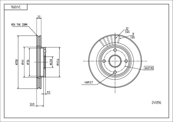 Hart 241 096 - Спирачен диск vvparts.bg